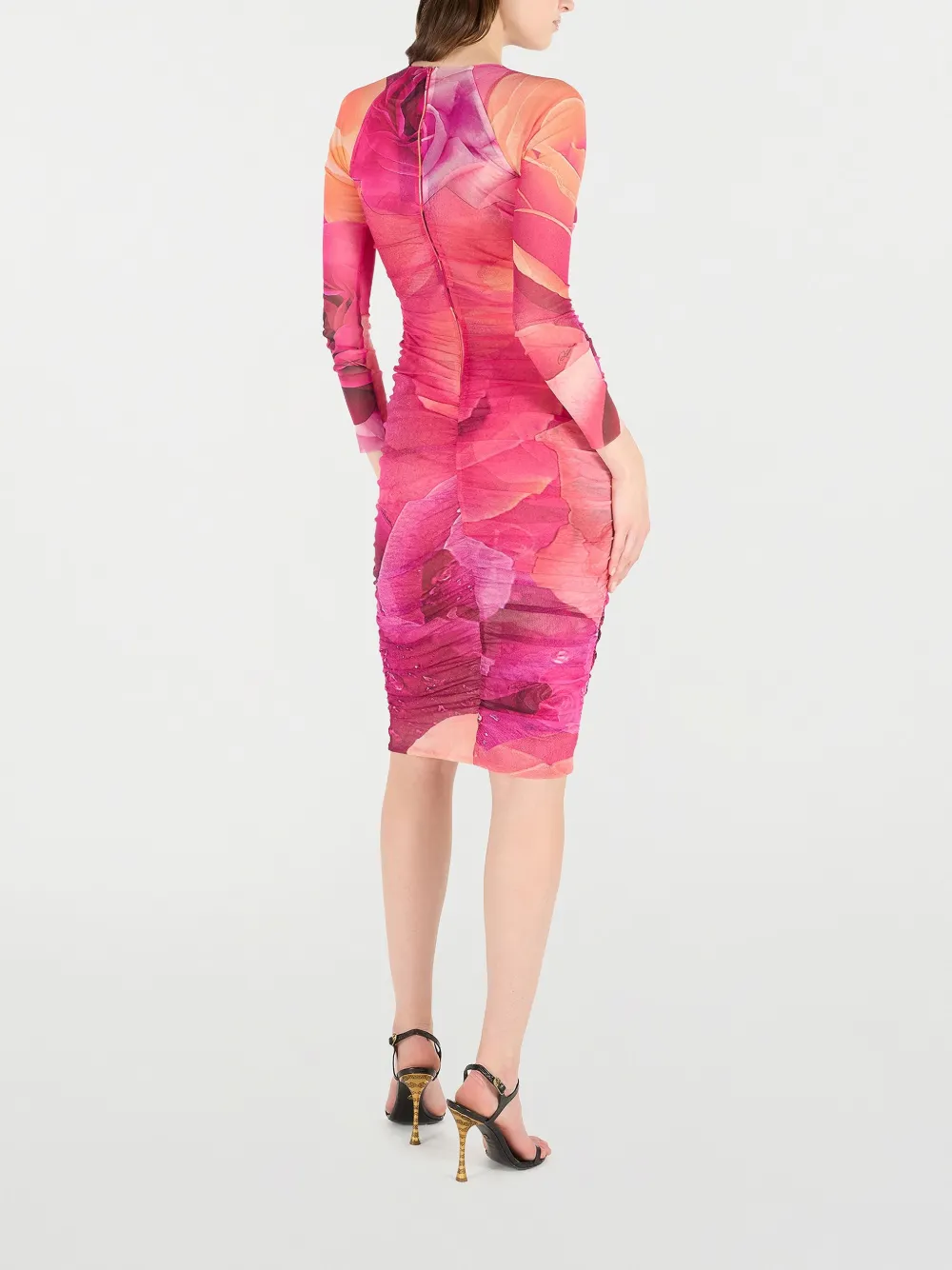 Roberto Cavalli Midi-jurk met roosprint Roze