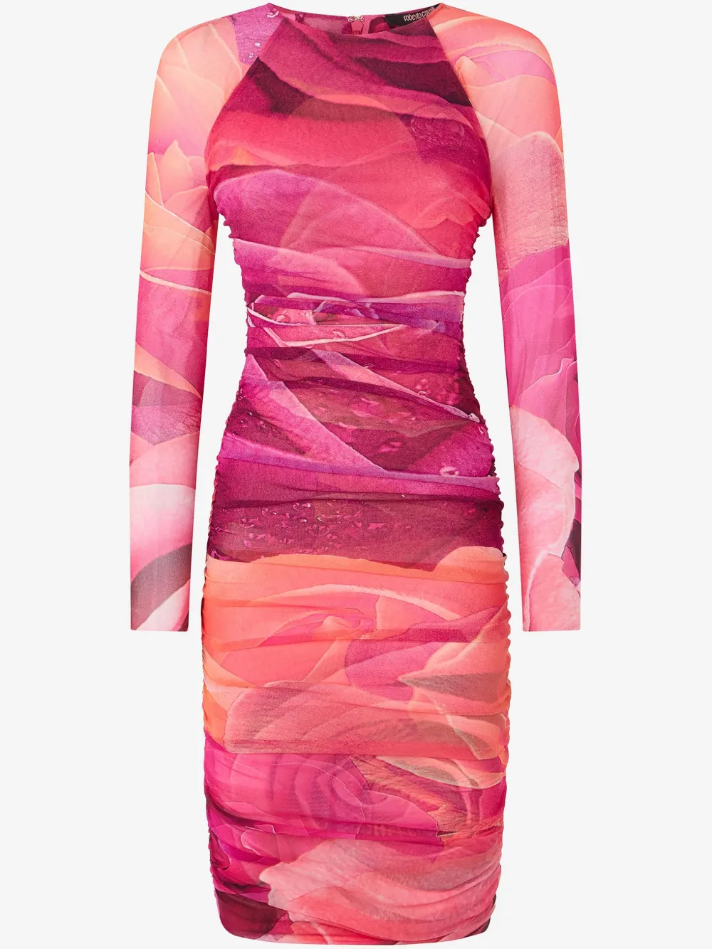 Roberto Cavalli Sheath Dress With Rose Print In Pink