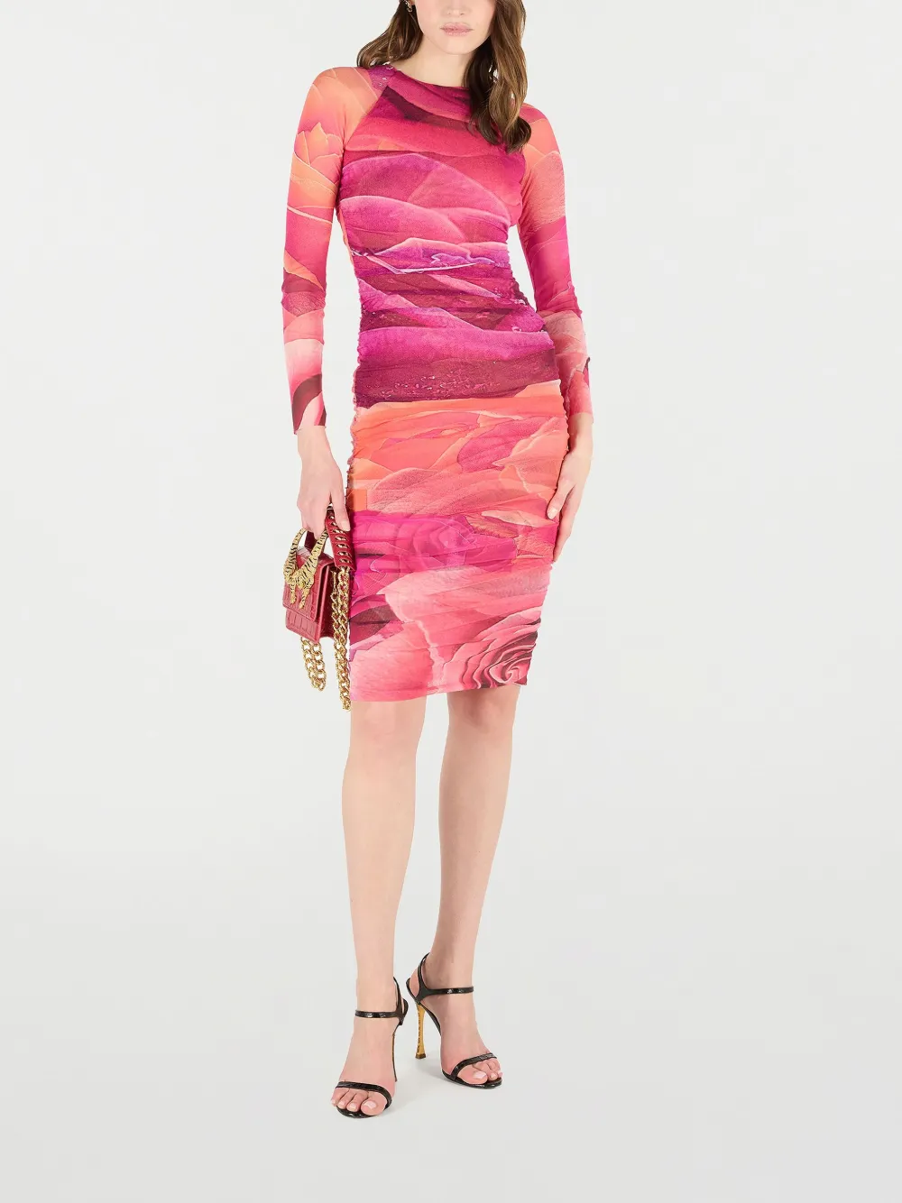 Roberto Cavalli Midi-jurk met roosprint Roze