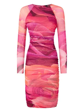 Roberto Cavalli rose-print Midi Dress | Pink | FARFETCH UK