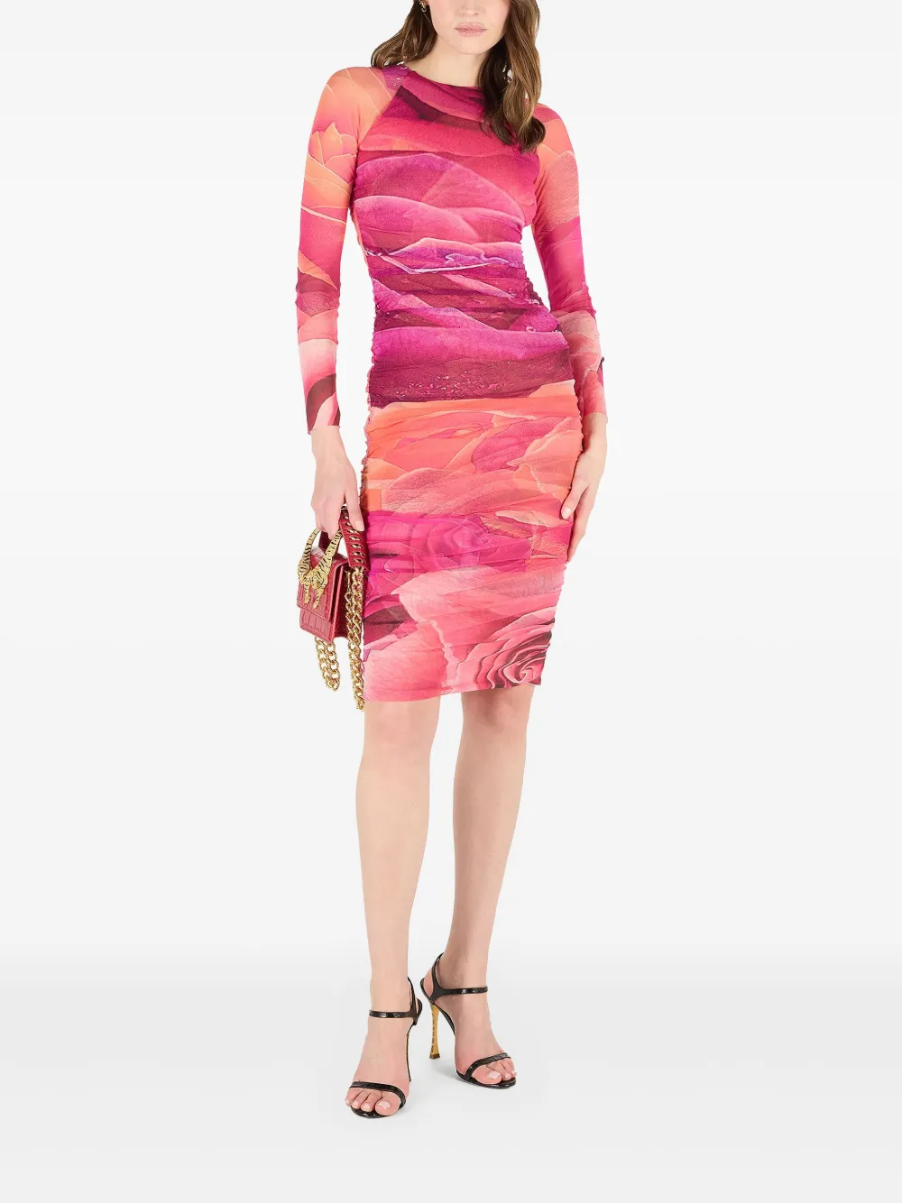 Roberto Cavalli Midi-jurk met roosprint - Roze