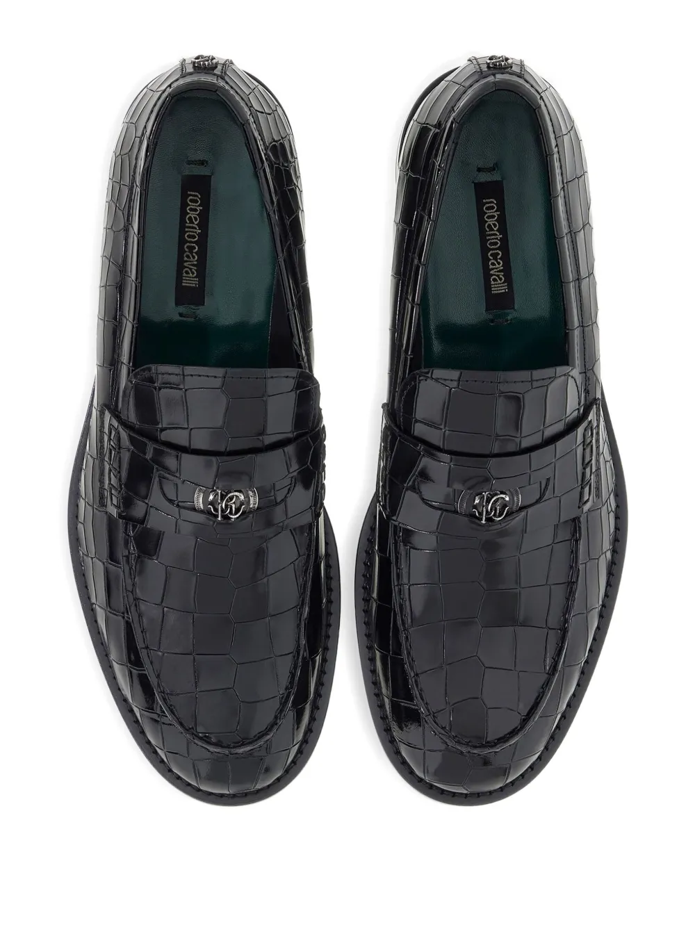 Roberto Cavalli crocodile-embossed loafers Black