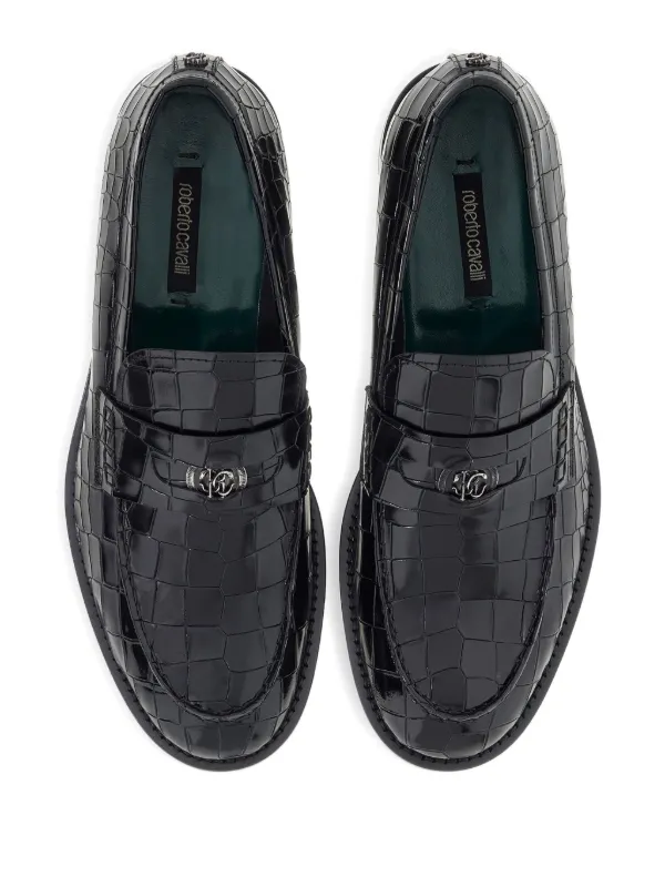 Roberto Cavalli crocodile-embossed Loafers | Black | FARFETCH display picture 1
