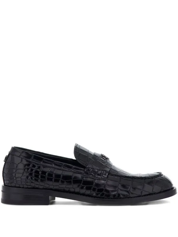 Roberto Cavalli black embossed loafers Black Cloqué Leather Loafers – Maison-B-More Global Store main image 4