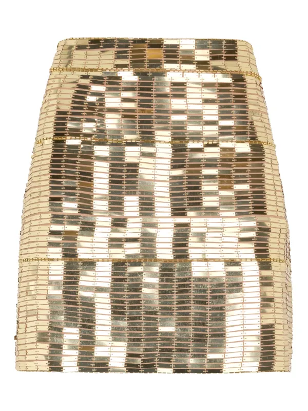 スカート ROBERTO CAVALLI RHINESTONE-EMBELLISHED CREPE MINISKIRT Roberto Cavalli sequin-embellished Mini Skirt | Gold | FARFETCH
