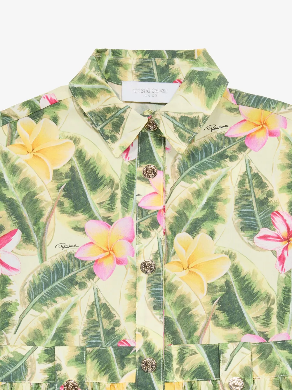 Roberto Cavalli Junior Jurk met bloemenprint Groen