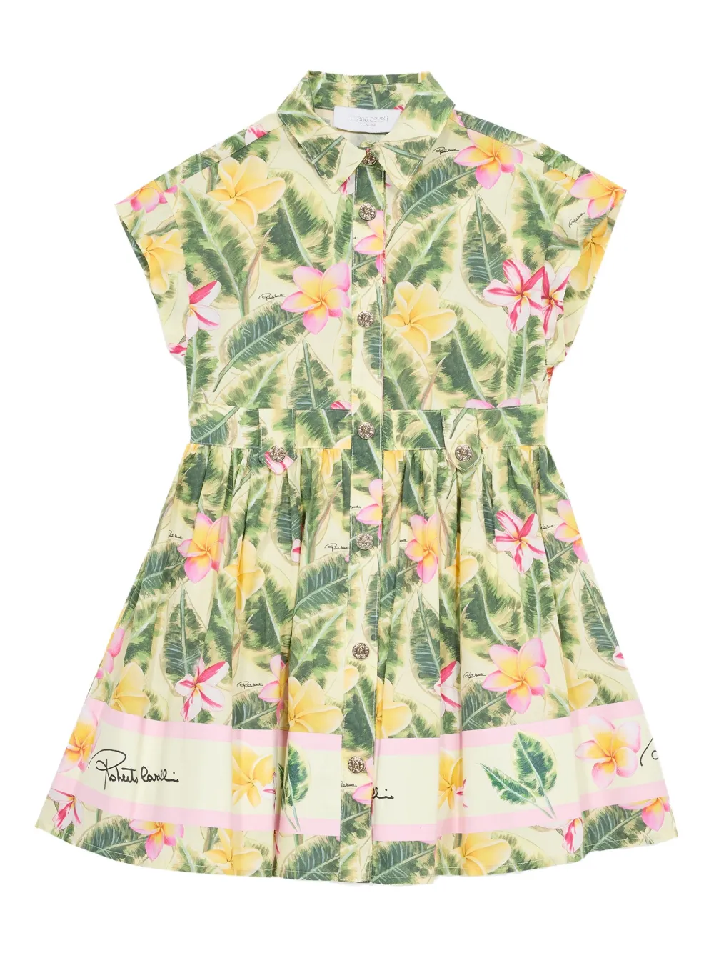Roberto Cavalli Junior Jurk met bloe print Groen