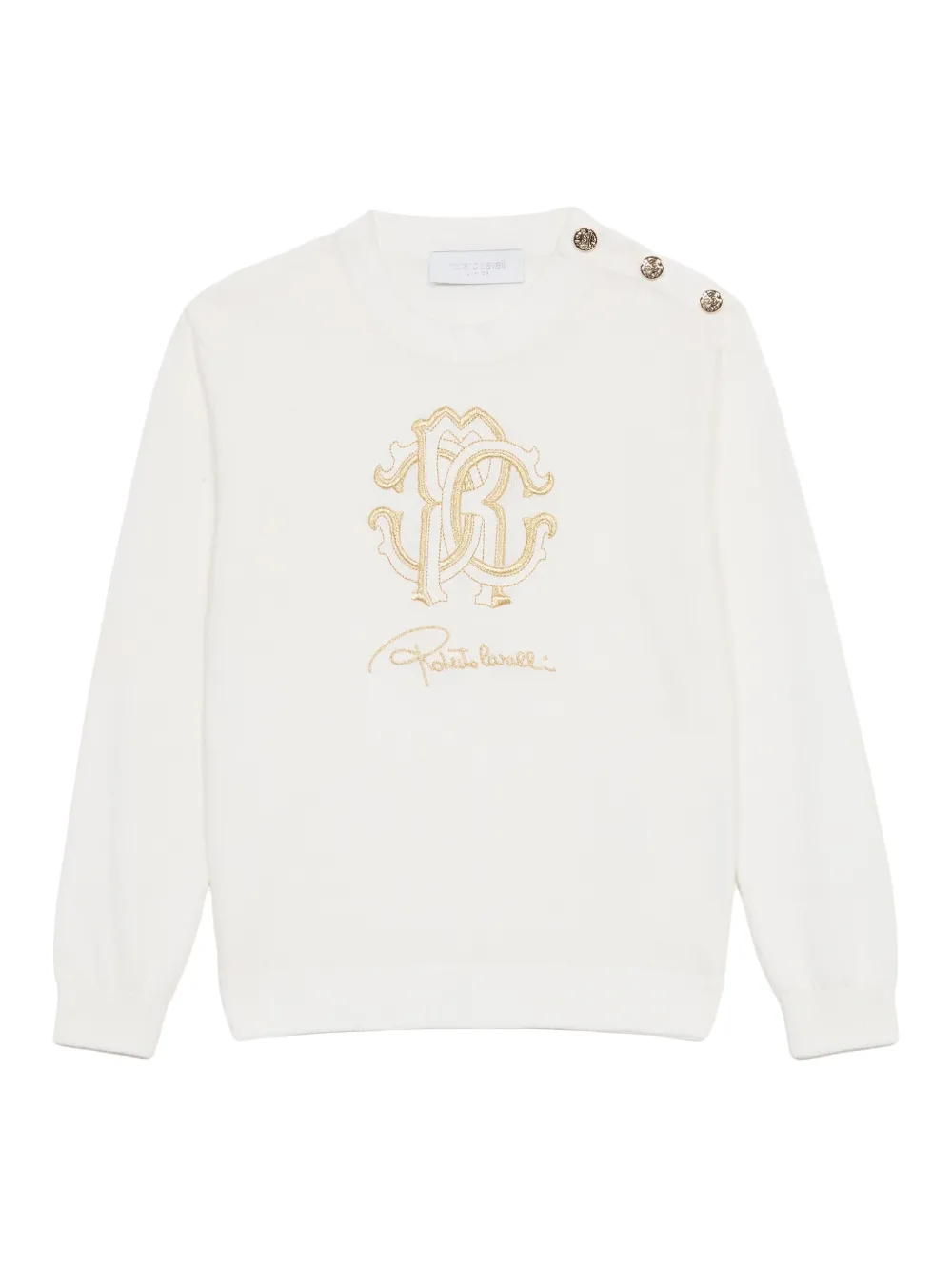 Roberto Cavalli Junior Sweater met logoprint Wit