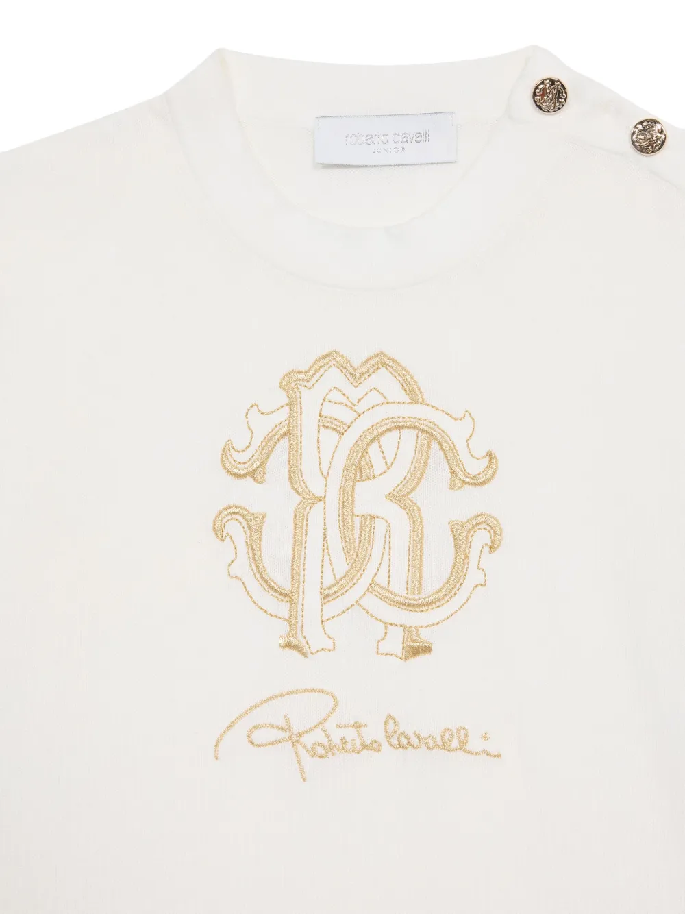 Roberto Cavalli Junior Sweater met logoprint Wit