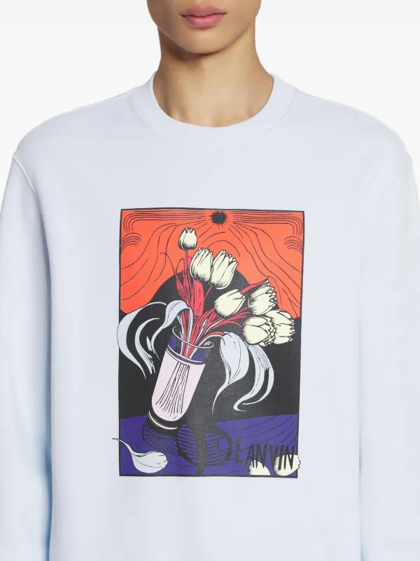 LANVIN グラフィックプリントクルーネックスウェットシャツ Lanvin グラフィック スウェットシャツ | ブルー | FARFETCH JP