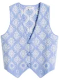 Chinti & Parker x Laura Whitmore patterned-jacquard waistcoat - Blue