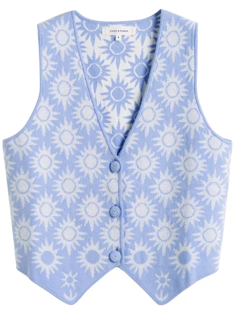 Chinti & Parker chaleco con motivo en jacquard en colaboración conLaura Whitmore