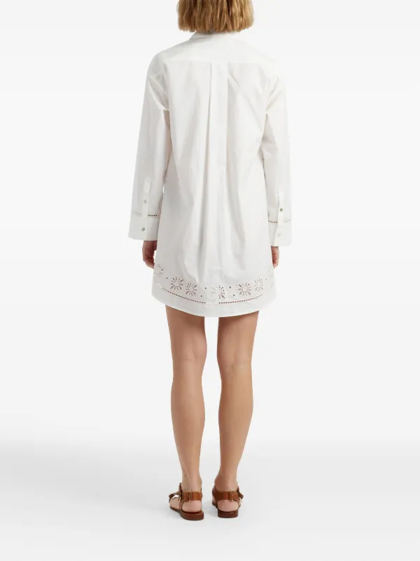 Chinti Parker Broderie Anglaise Blousejurk Wit FARFETCH NL