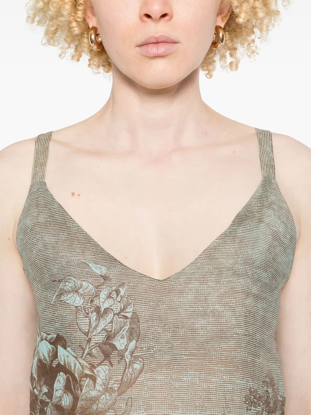 Co.go Botanical-print Top In Brown
