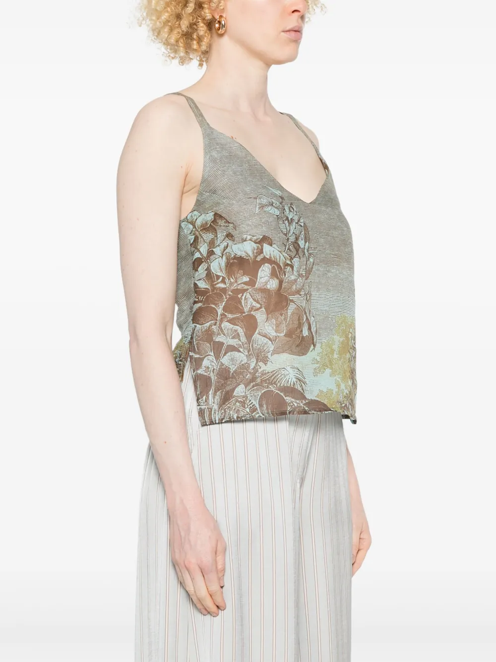 Co.go Botanical-print Top In Brown