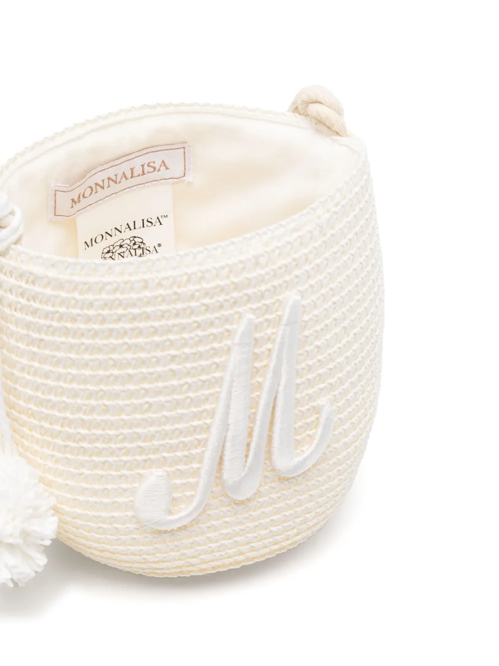 Monnalisa Bucket-tas met geborduurd logo Beige