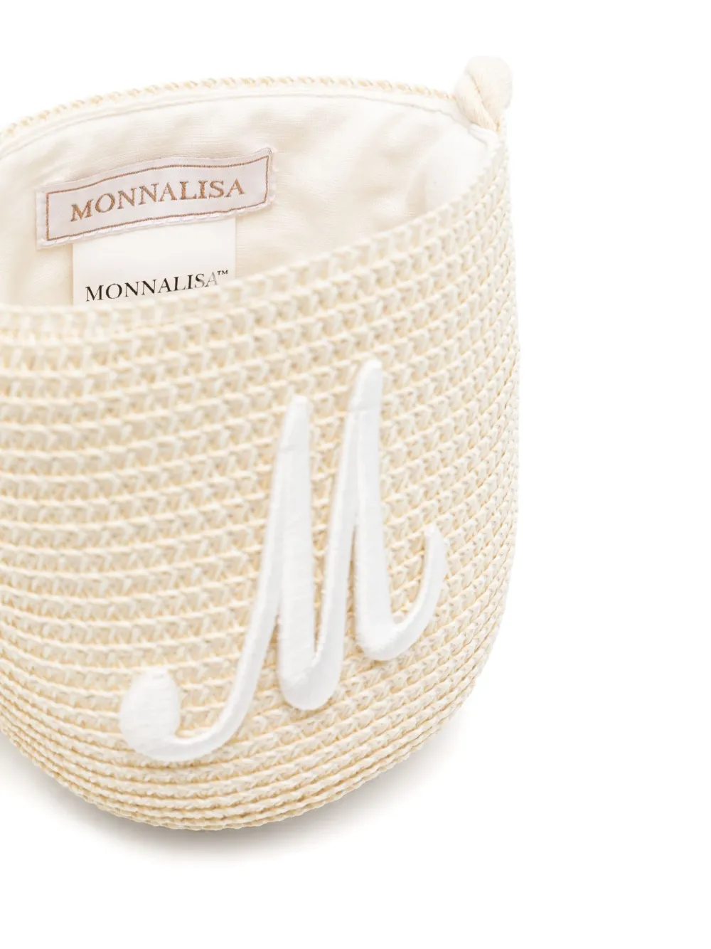 Monnalisa Bucket-tas met geborduurd logo Beige