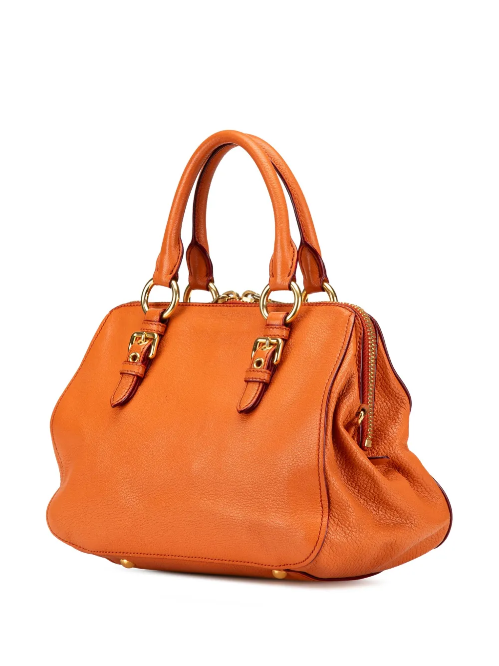 Miu Miu Pre-Owned 2010-2024 Madras leren boekentas - Oranje