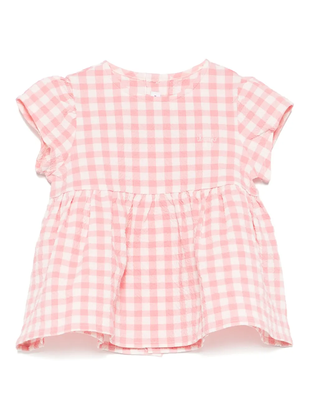 Il Gufo Gingham seersucker shirt Roze