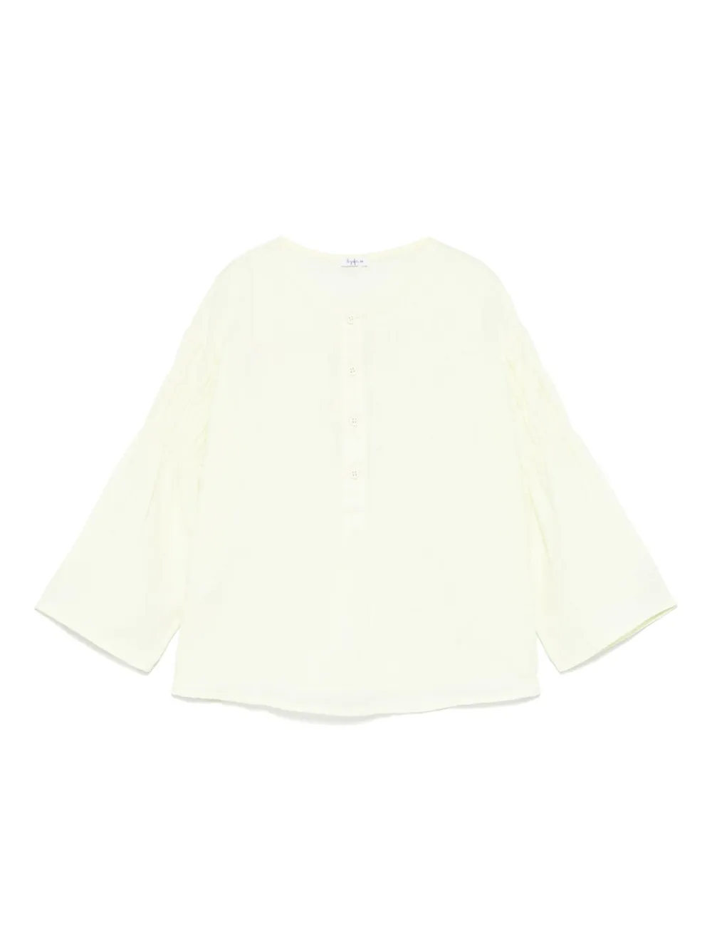 Il Gufo Gesmockt linnen shirt Geel