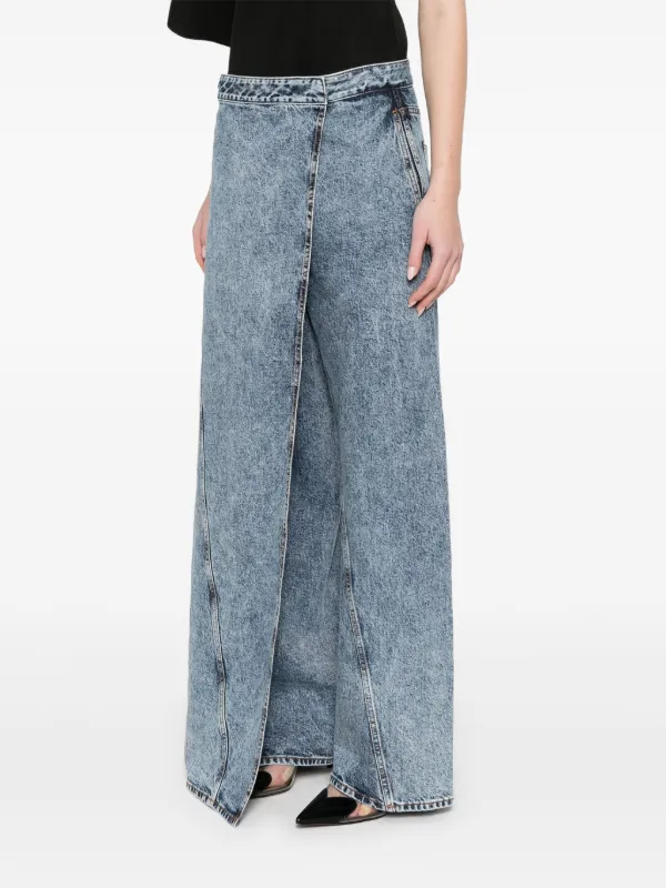Alaïa Wrap wide-leg Jeans | Blue | FARFETCH