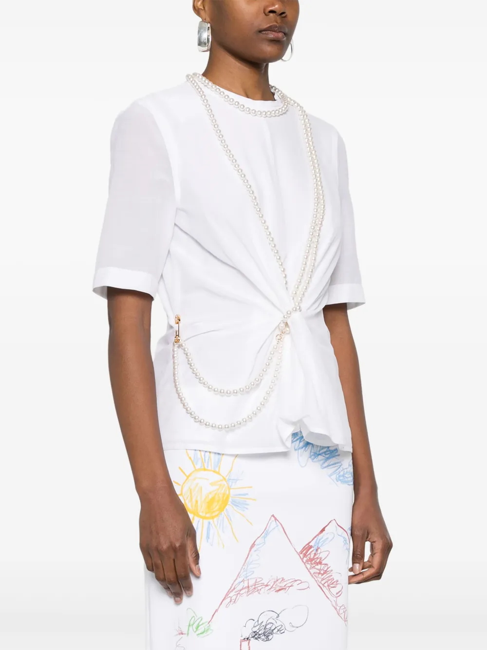 Moschino T-shirt met imitatieparel Wit