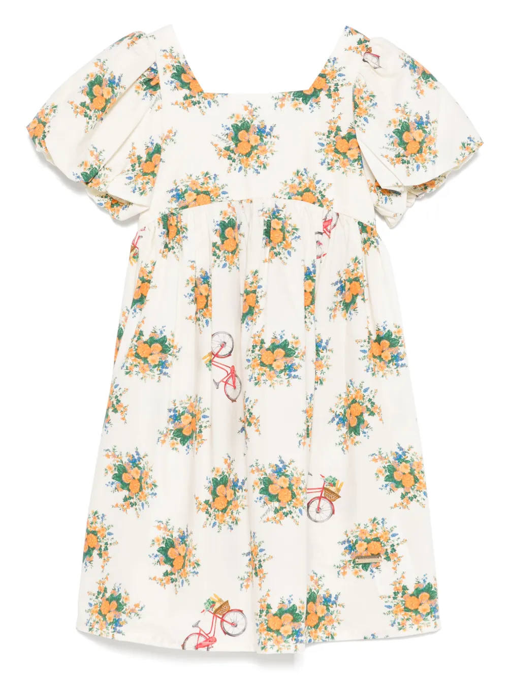 Moschino Kids Jurk met bloe print Beige
