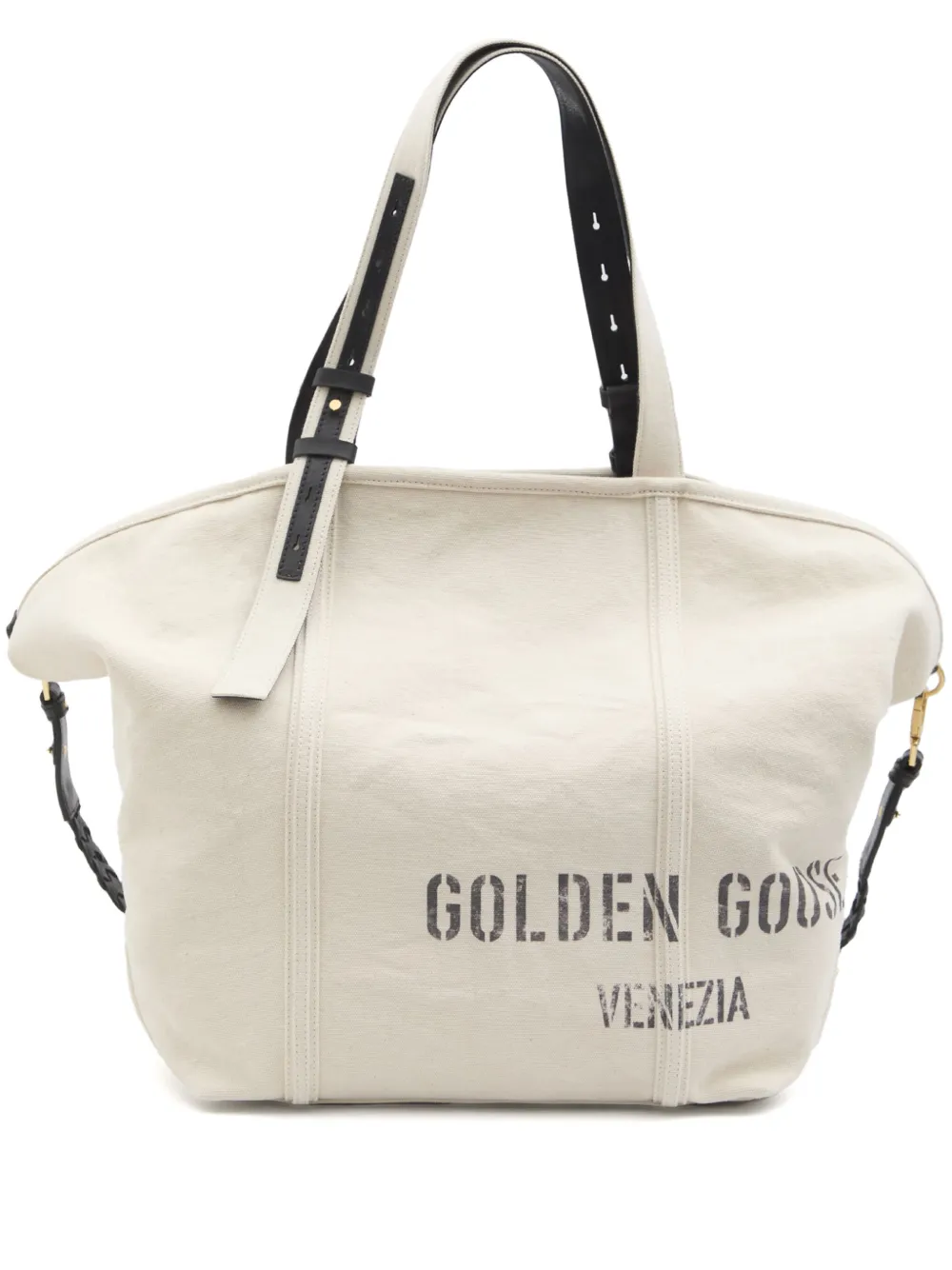 Golden Goose Shopper met logo Beige
