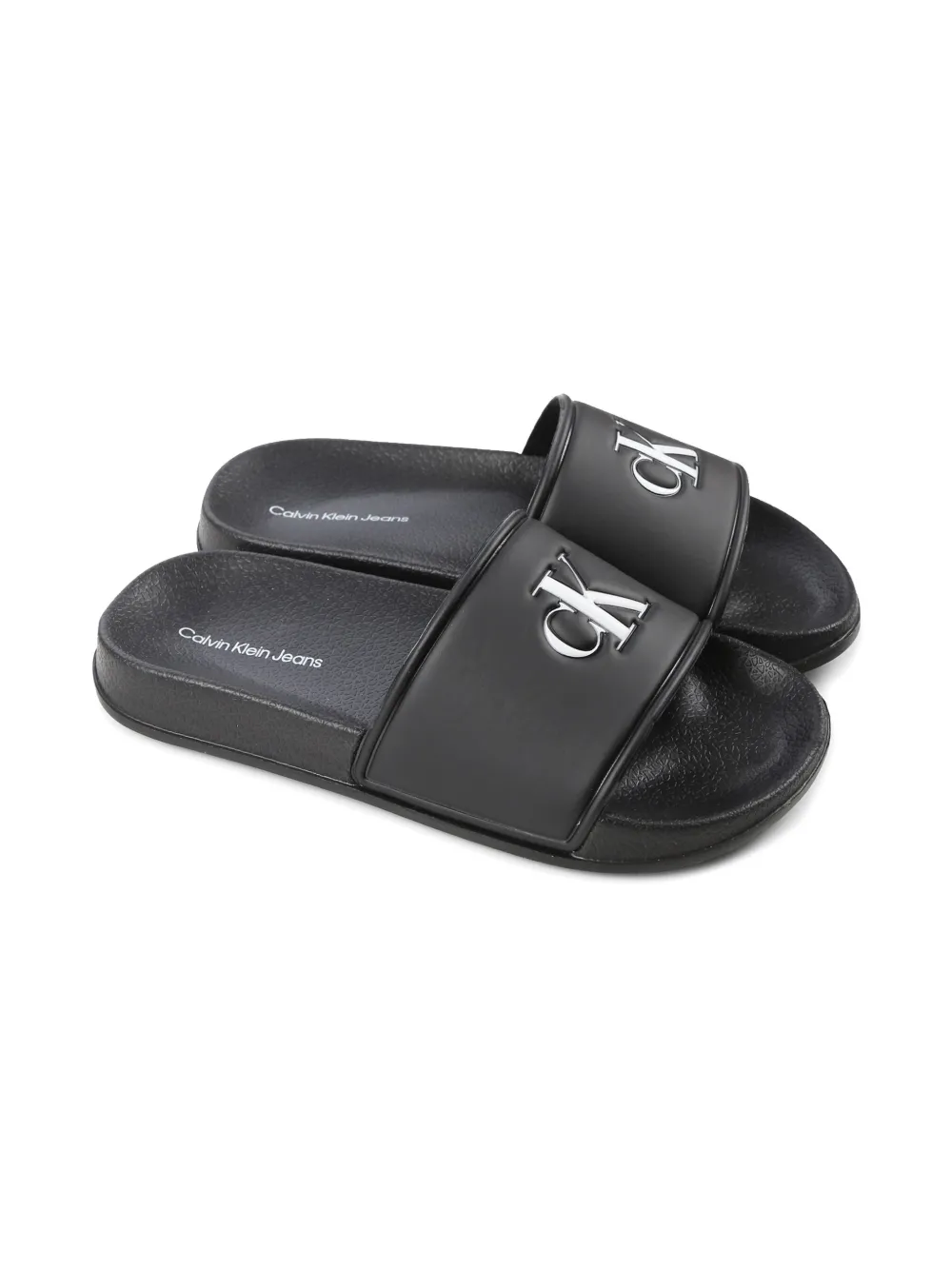 Calvin Klein Kids logo-debossed slides Black