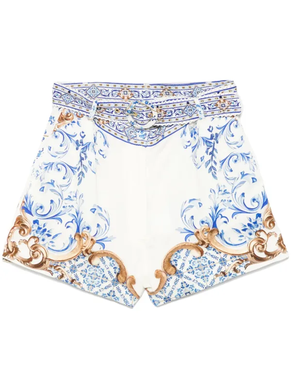 Camilla Printed Shorts in White