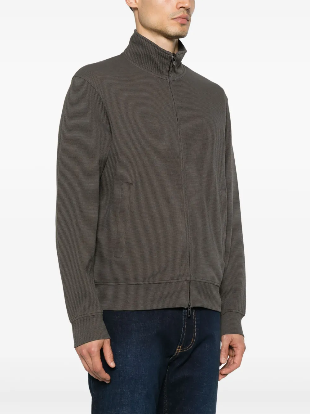 Emporio Armani Sweater met rits Bruin
