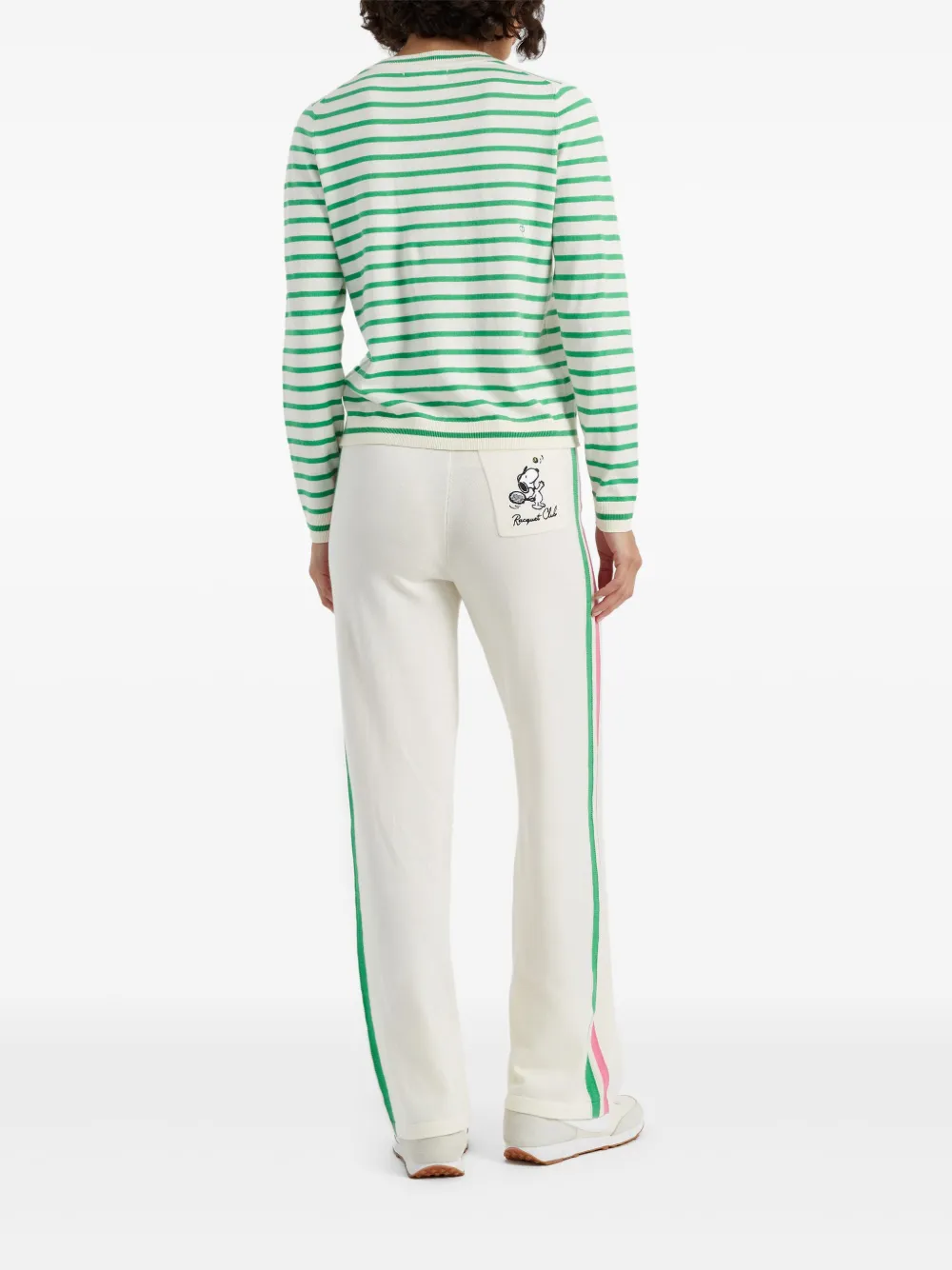 Chinti & Parker Cotton Peanuts Racquet Club Sweater In Green