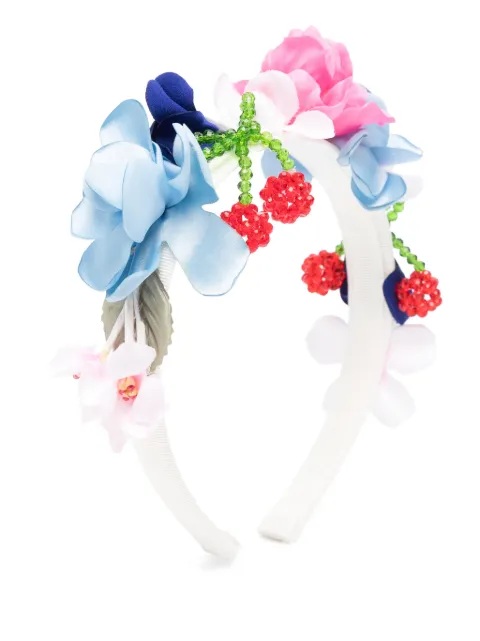 Monnalisa sequined-cherries satin headband