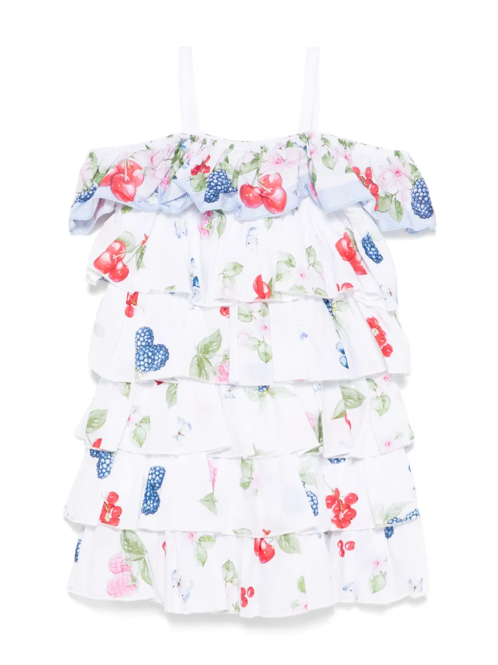 Monnalisa Jurk met fruitprint - Wit