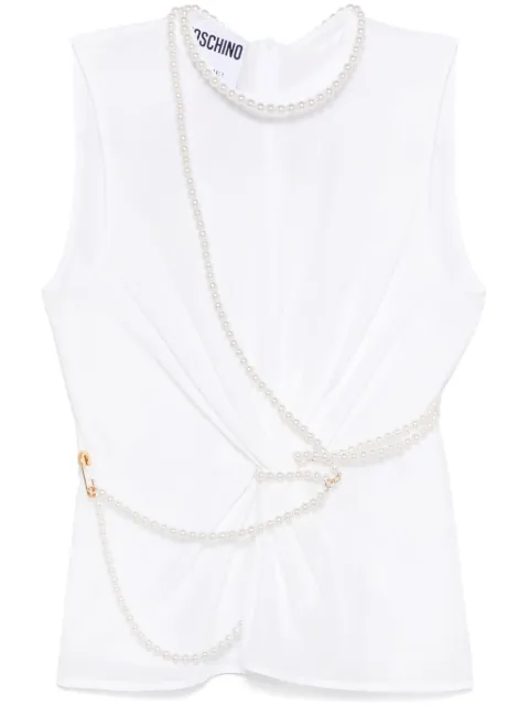 Moschino faux pearl-detail tank top