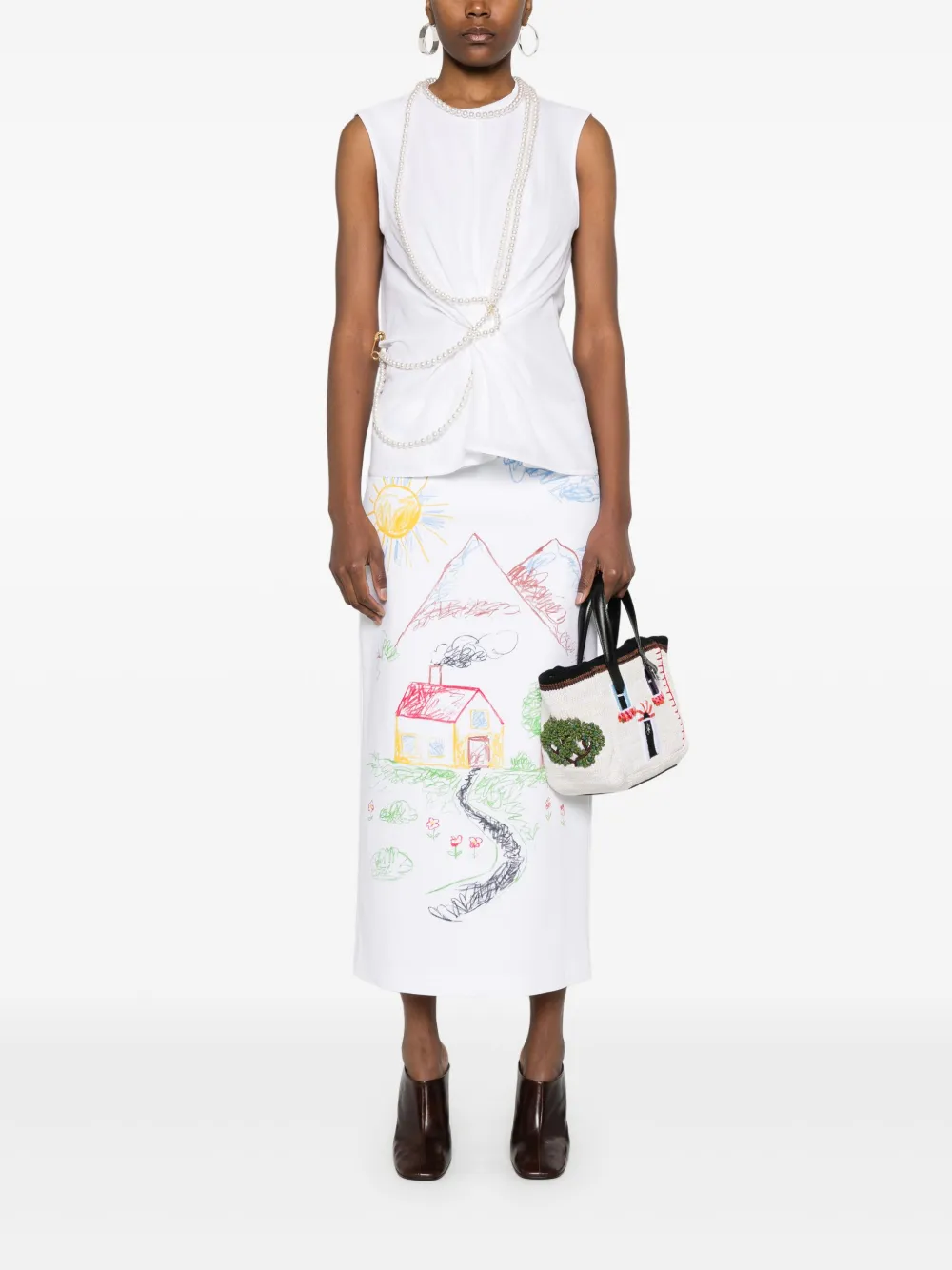 Moschino Tanktop met imitatieparel Wit