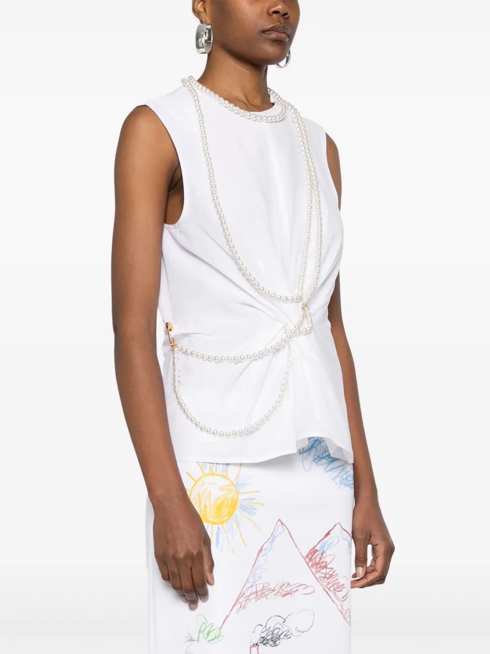 Moschino Tanktop met imitatieparel Wit