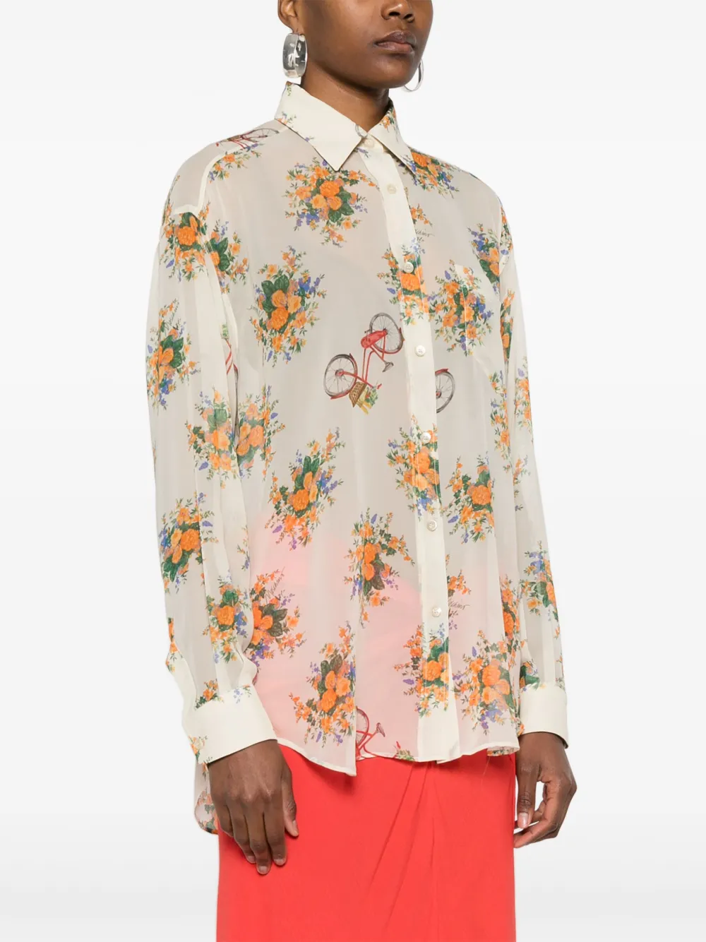Moschino Blouse met bloemenprint Beige