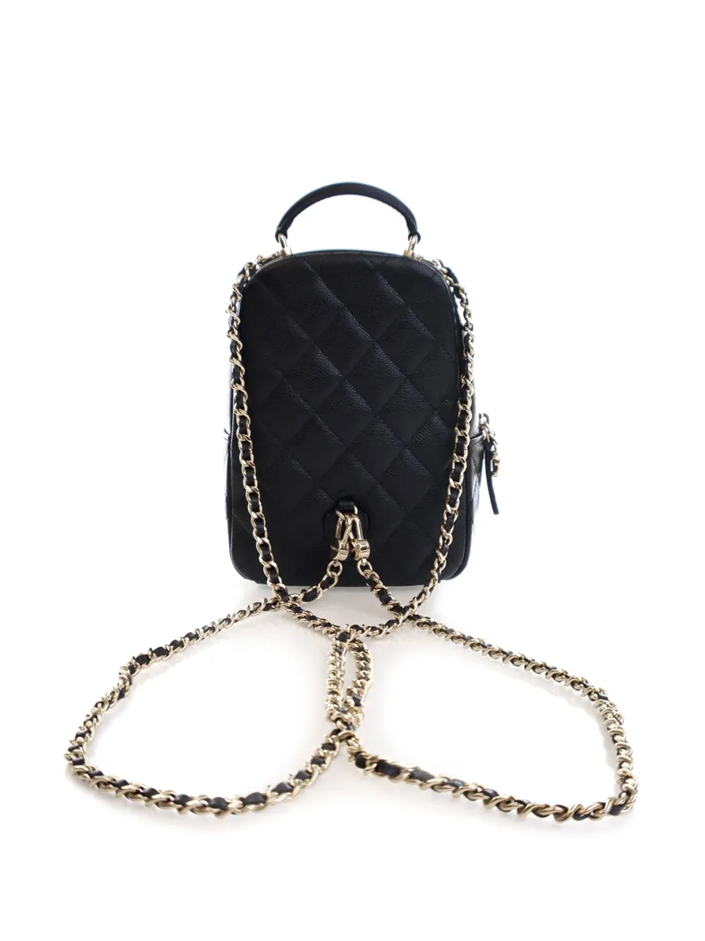 CHANEL Pre-Owned 2021-2024 kleine CC gewatteerde Caviar leren rugzak - Zwart