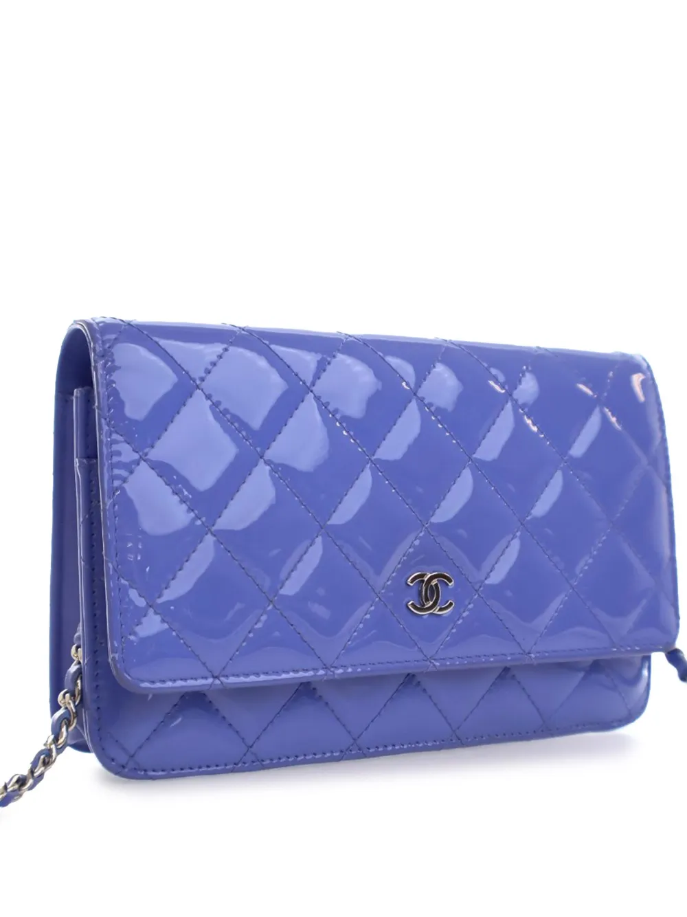 CHANEL Pre-Owned 2015-2016 CC gewatteerde gelakte Wallet On Chain crossbodytas - Blauw