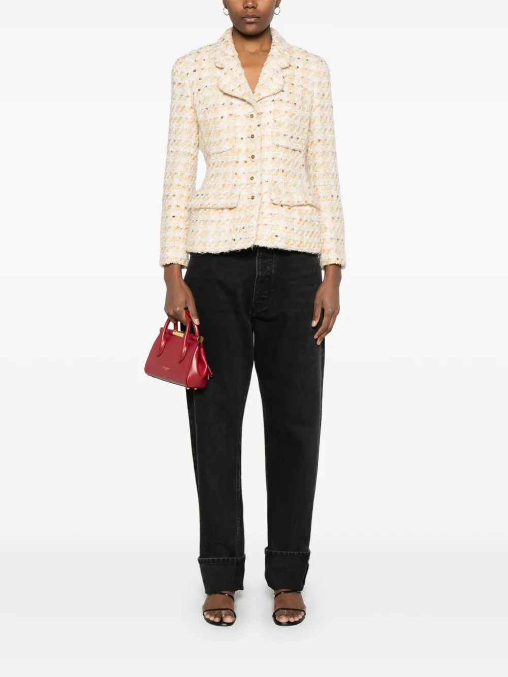 Pre-owned Chanel Tweed Jacket In Yellow