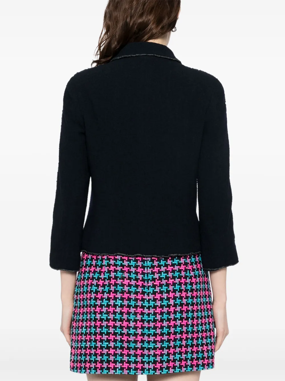 Pre-owned Chanel Frayed Jacket In Blue