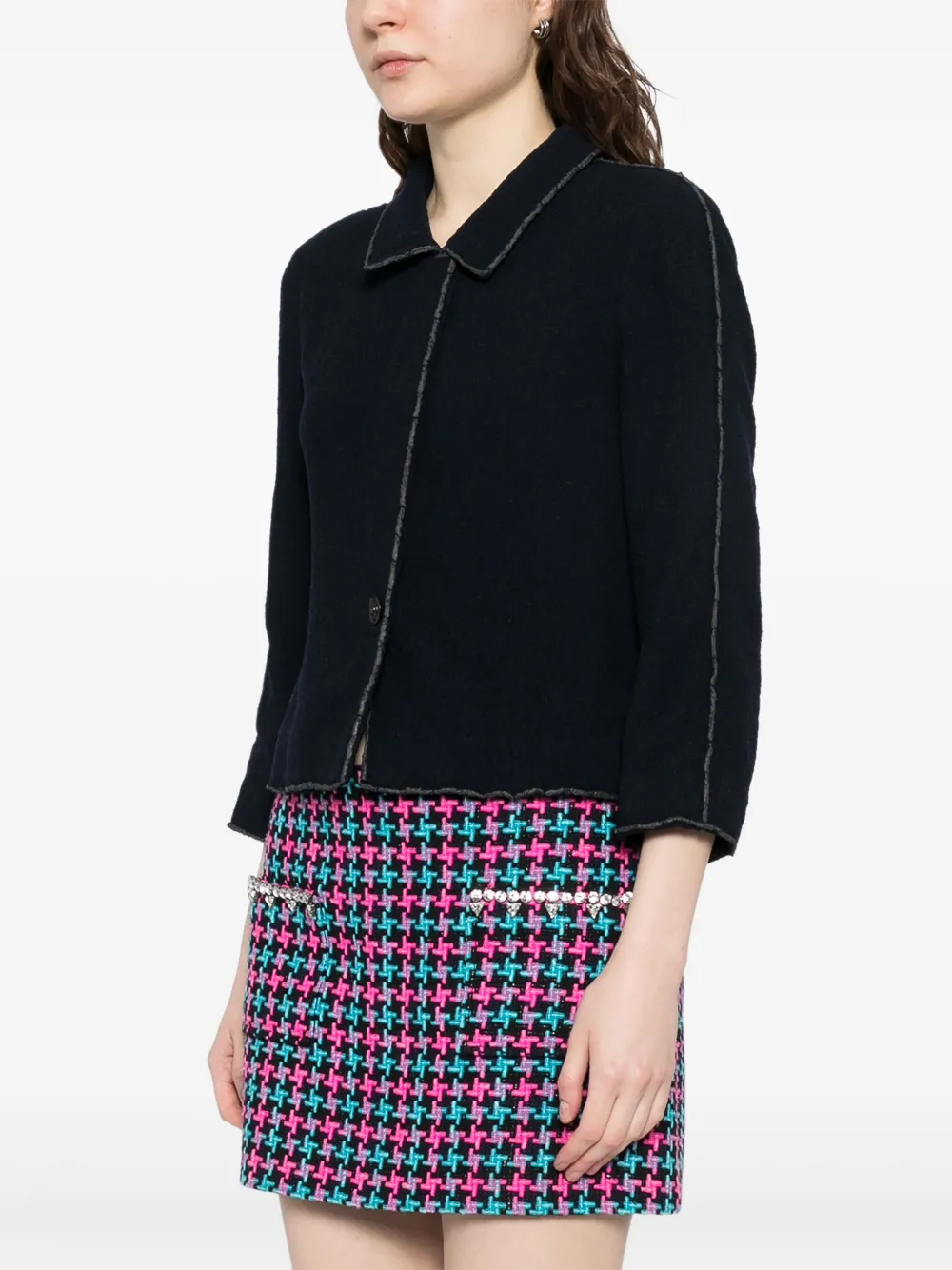 Pre-owned Chanel Frayed Jacket In Blue