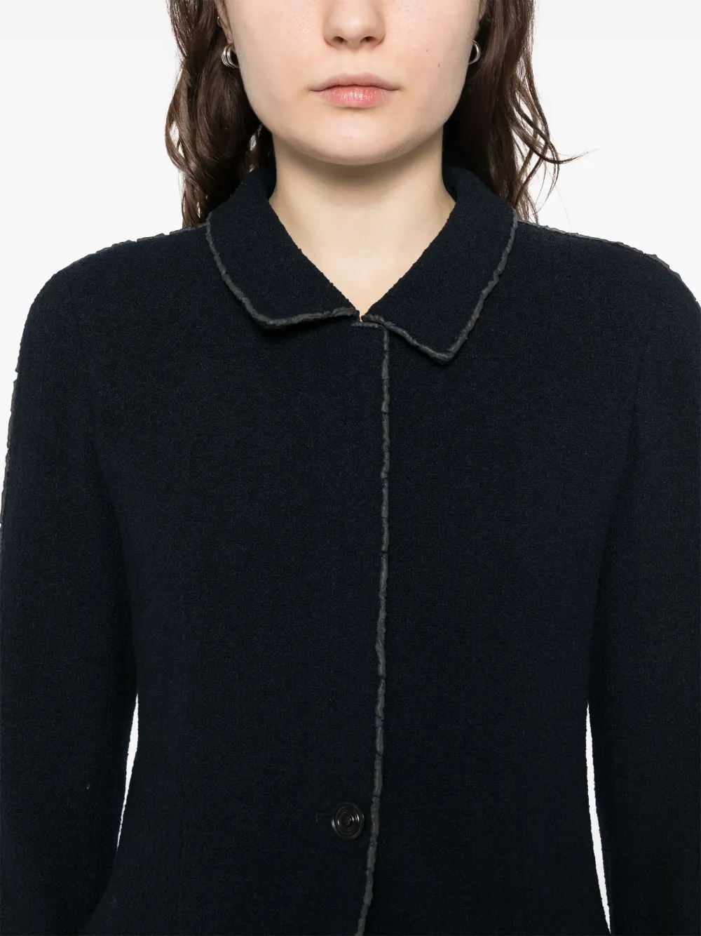 Pre-owned Chanel Frayed Jacket In Blue