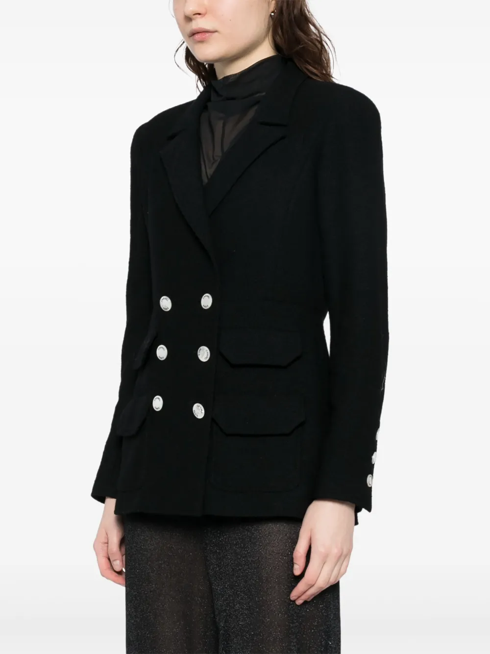 Pre-owned Chanel Double-breasted Blazer In Black