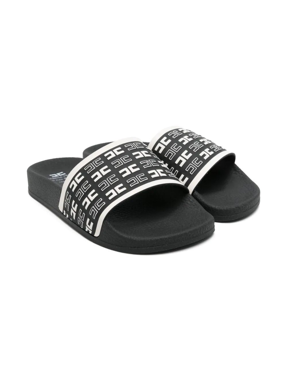 Elisabetta Franchi La Mia Bambina monogram-pattern flip-flops Black