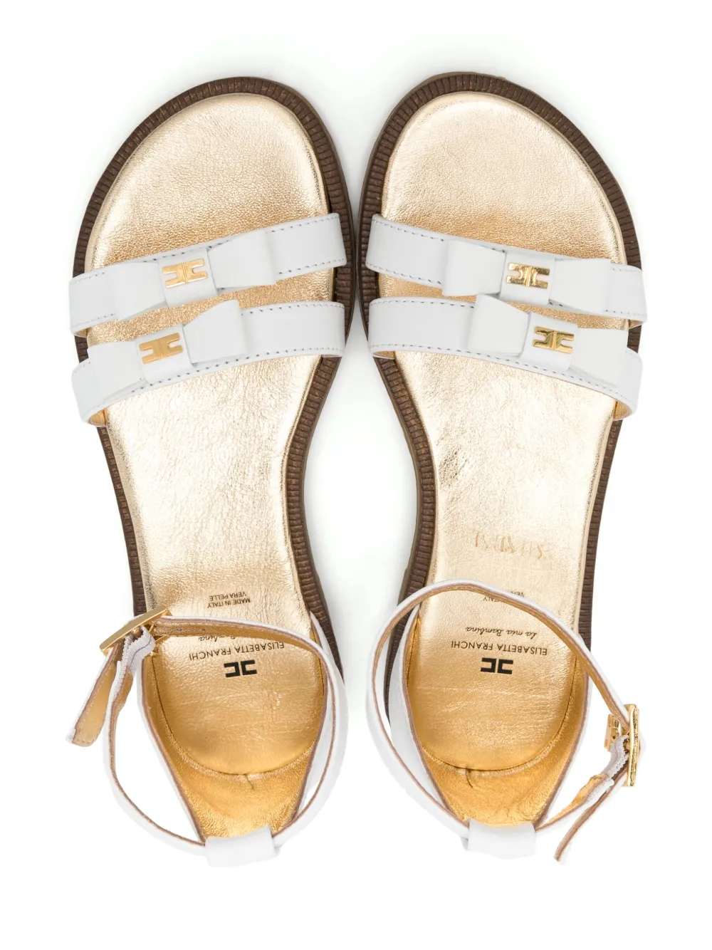 Elisabetta Franchi La Mia Bambina leather sandals White