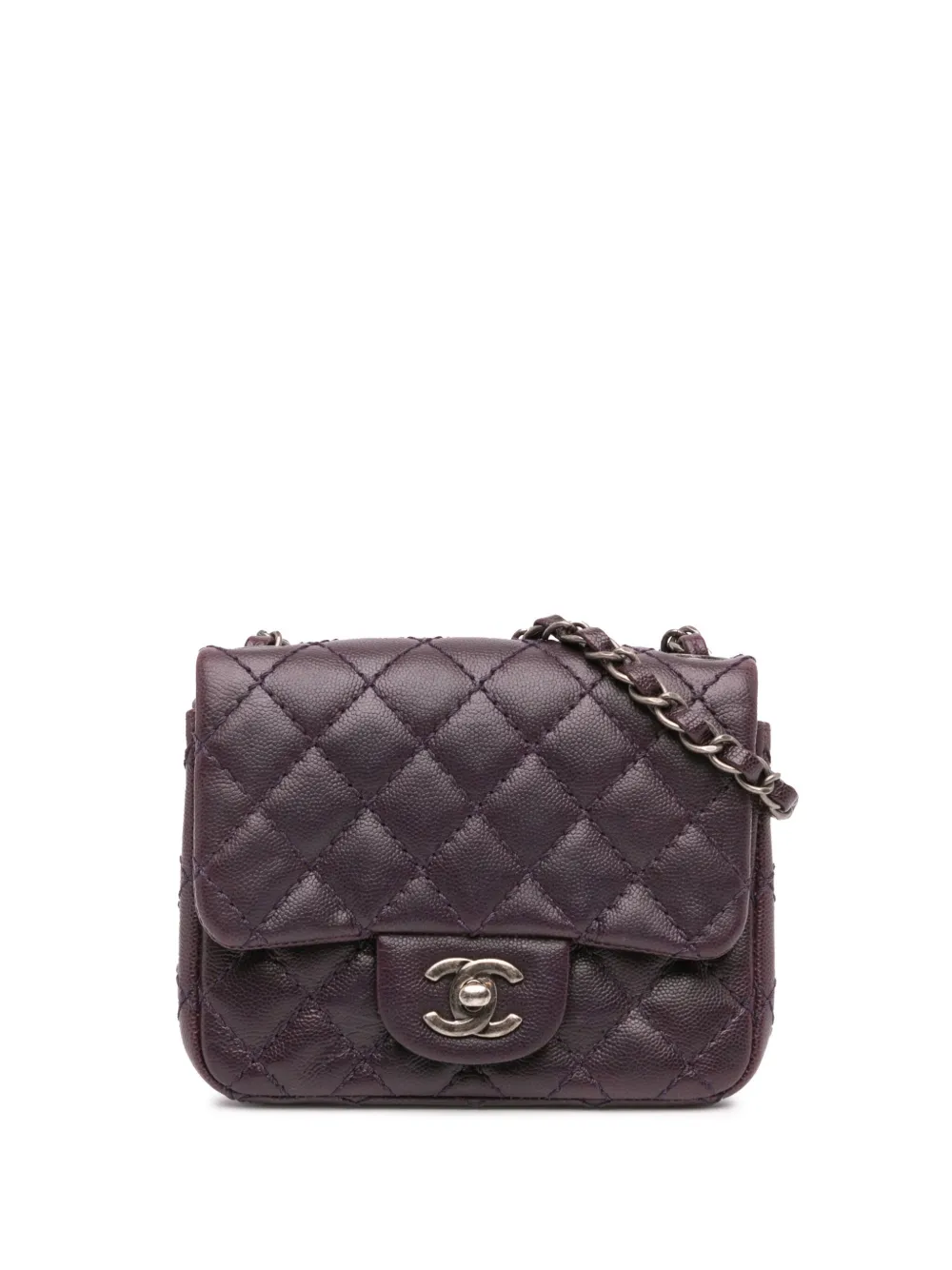 CHANEL Pre-Owned 2016-2017 Mini Square Classic Caviar Single Flap crossbody bag - Viola