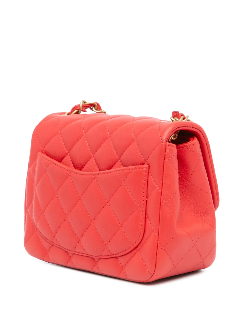 CHANEL Pre-Owned 2019 Mini Classic Single Flap lamsleren vierkante crossbodytas - Rood