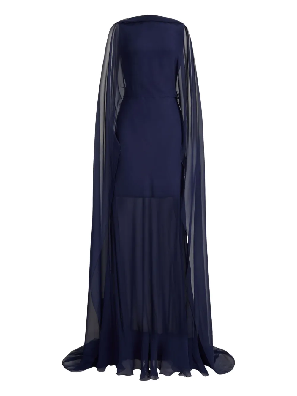 sheer cape evening gown
